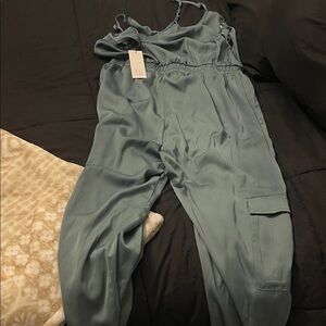 Chic Teal Jumpsuit with Adjustable Straps